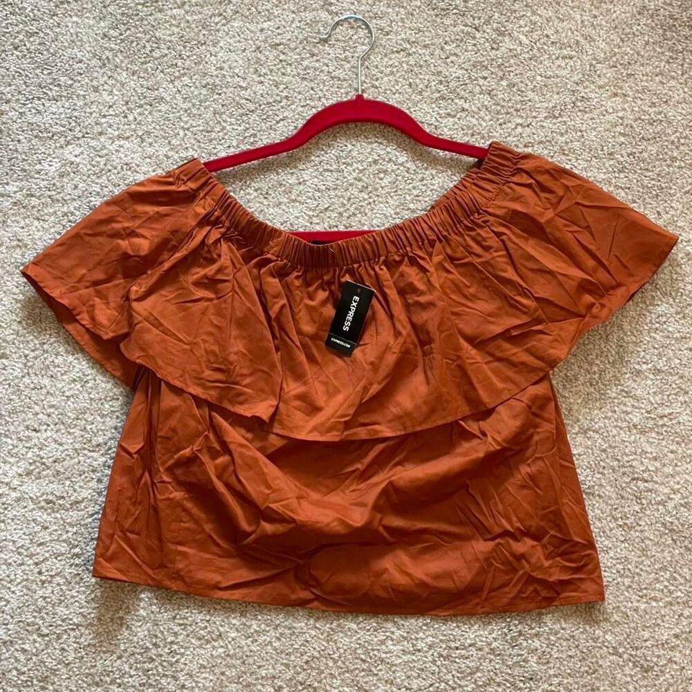 Express Women's 100% Cotton Off-Shoulder Cropped Top